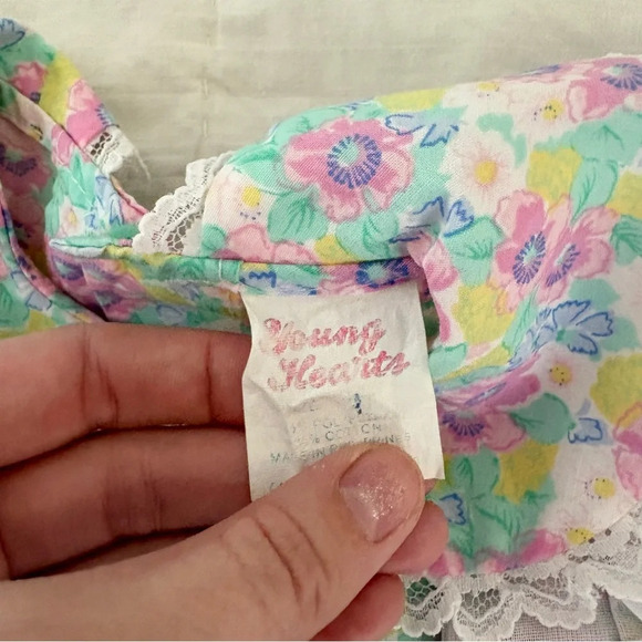 Vintage Young Hearts Floral Puff Sleeve Lace Trim Dress Size 3T - Picture 6 of 7